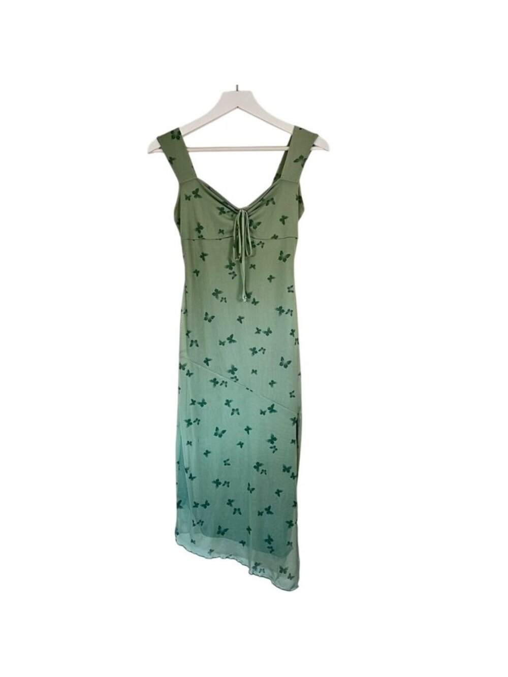 Y2K Womens Sz M Sheer Dark Fairy Asymetrical Lettuce Hem Butterfly Soft Grunge - Picture 5 of 16